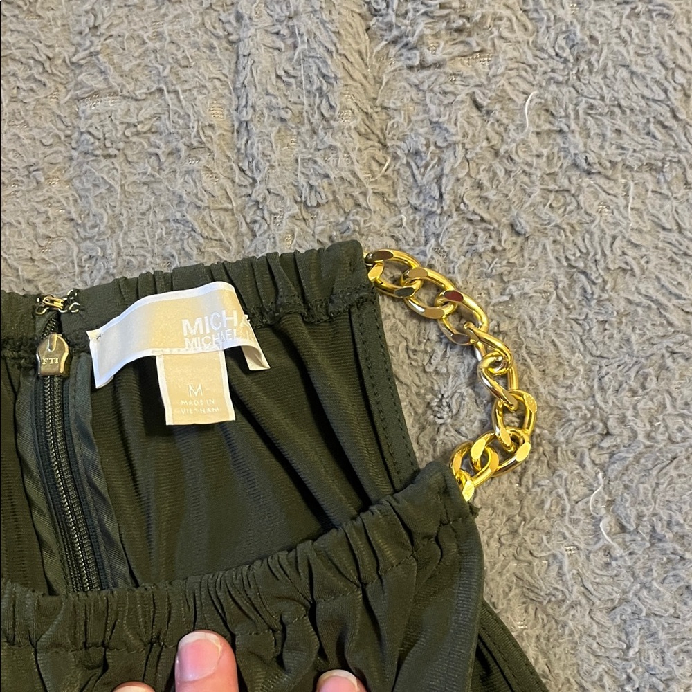 Michael Kors Olive Green Dress with Gold Accents - Picture 4 of 6